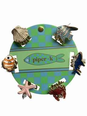 Piper K Mini Ocean Enamel Rhinestone Metal Hair Clips